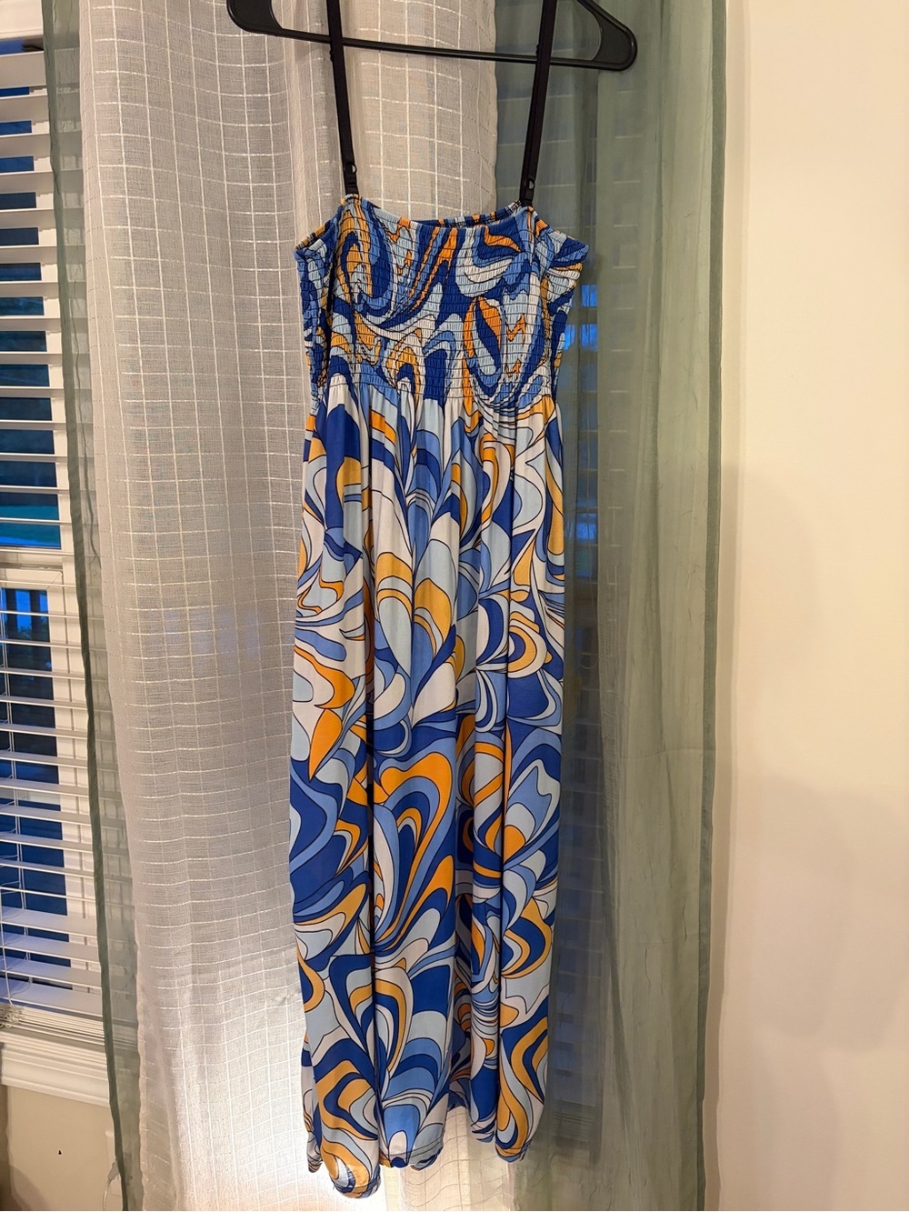 Blue & Yellow Swirl Maxi Dress
